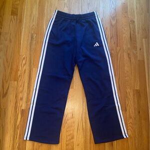 NWT Adidas Women's Blue Fleece Track Pants with White Stripes